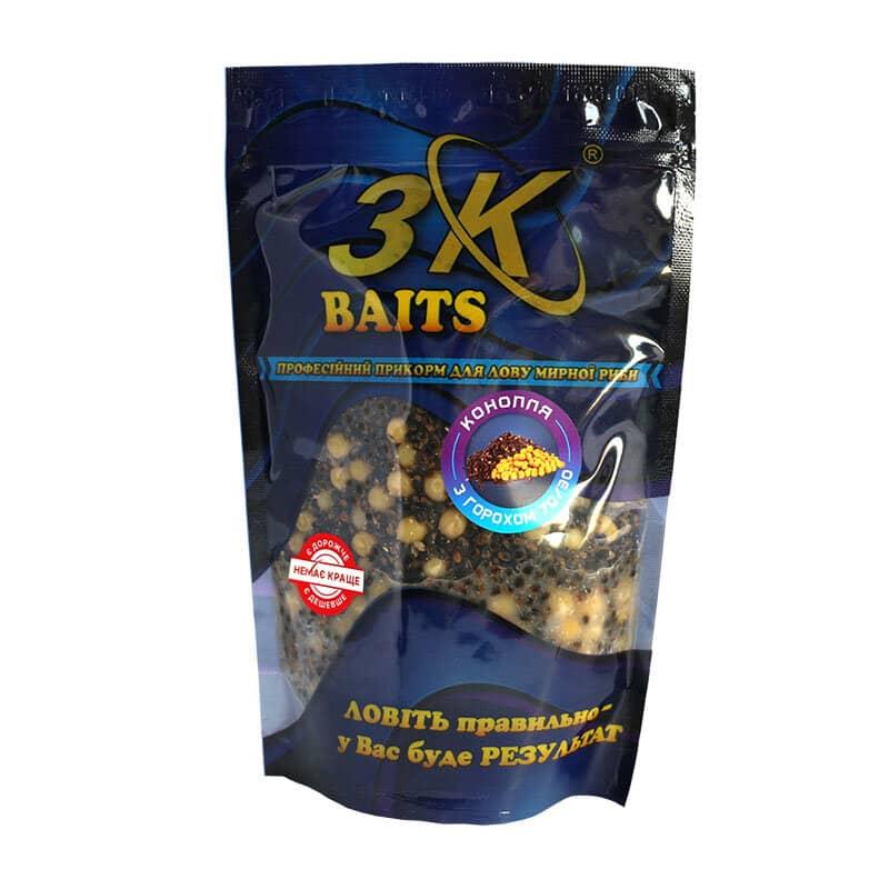 Прикормка 3Kbaits Коноплі з кукурудзою 70/30, 400 г