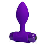 Анальний корок Pretty Love Vibra Butt Plug Purple, фото 3