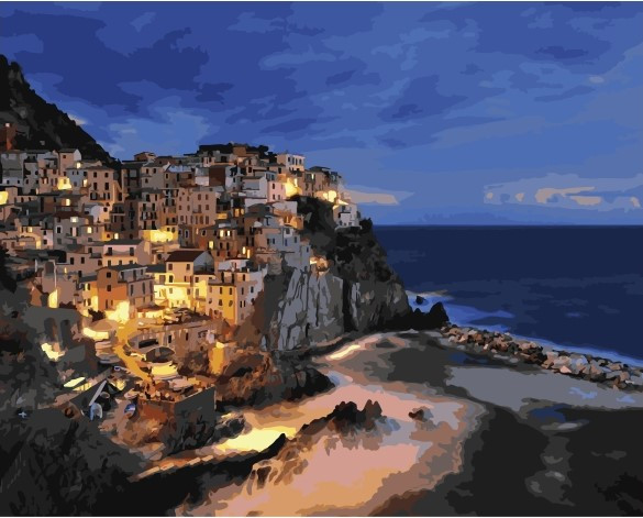 Картина по номерам "Город на побережье " 40*50 см  картина для рисования Номерные раскраски Полный Набор