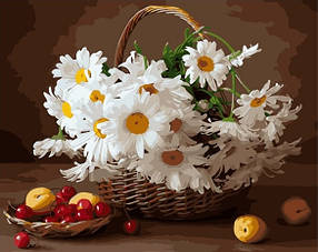 Картина по номерам "Корзина с ромашками" 40*50 см  картина для рисования