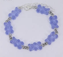 Браслет з мармеладними ведмедиками на ногу бузковий - довжина 18см + 4см, регулюється, смола, цинковий сплав