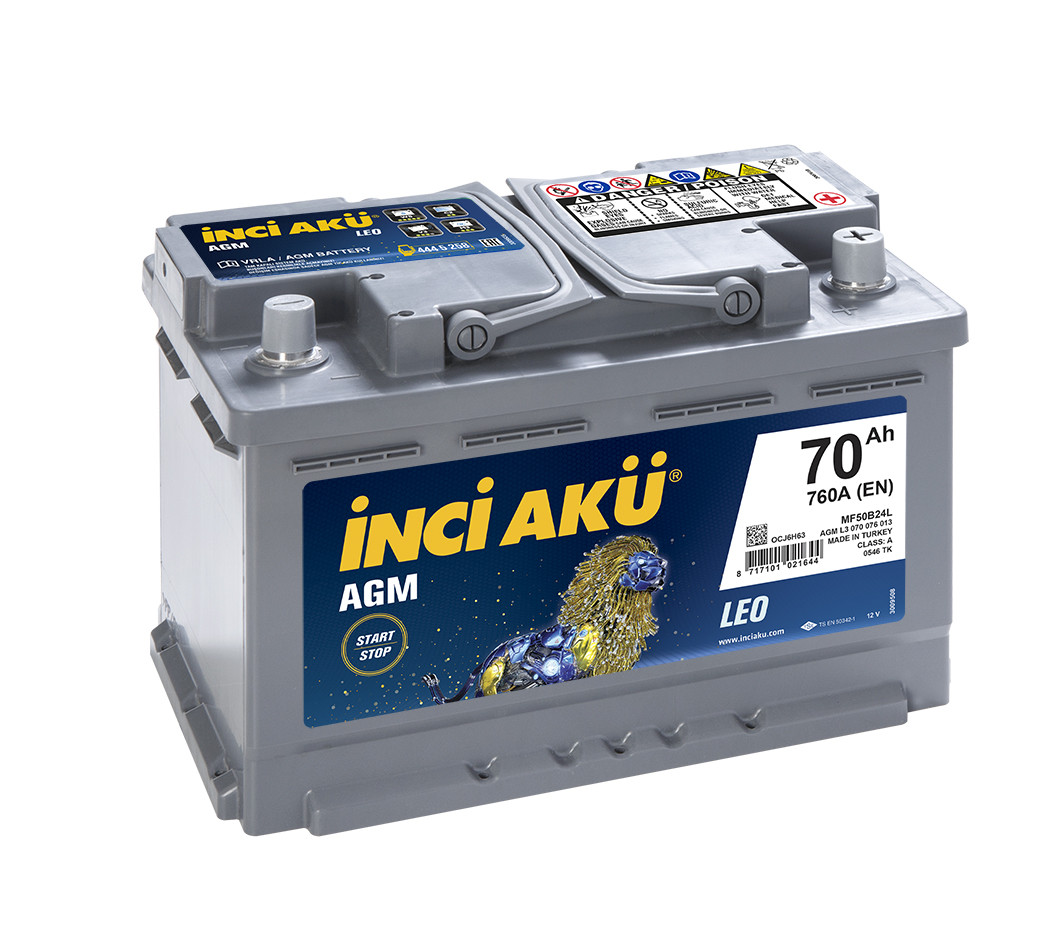 Акумулятор Inci Aku Start-Stop AGM 70Ah/760A R+ Автомобільний L3 070 076 013 АКБ Туреччина НДС