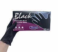 Защитные перчатки нитрил/виниловые чёрные, 100 шт.