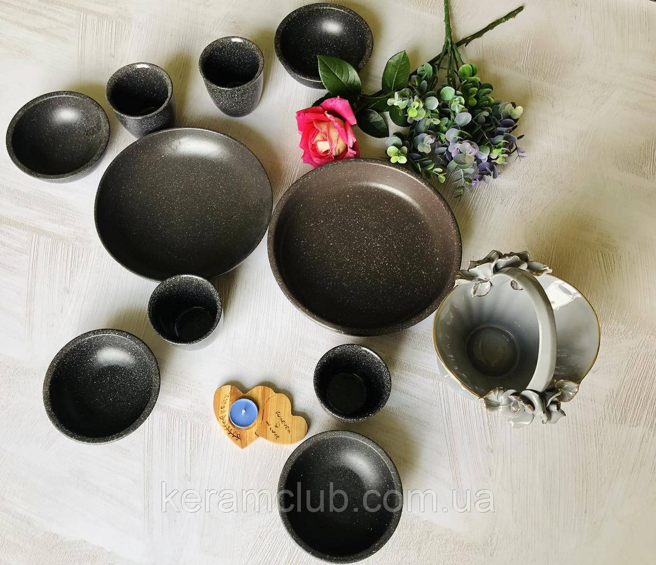 Набір посуду з гранітним покриттям Керамклуб чайний на 4 персони сірого кольору