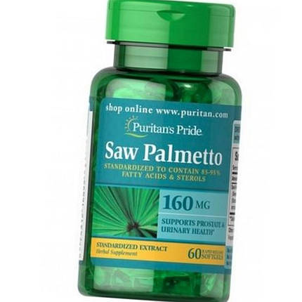 Со пальметто Puritan's Pride Saw Palmetto 160 mg 60 гел капс Екстракт карликової пальми, фото 2