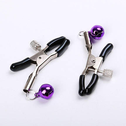 Затискачі для сосків Nipple Purple Bells з Дзвіночками БДСМ прикраса на соски bdsm, фото 1