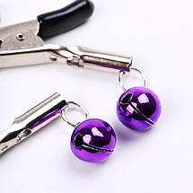 Затискачі для сосків Nipple Purple Bells з Дзвіночками БДСМ прикраса на соски bdsm, фото 5