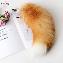 Металева Анальна пробка з пухнастим Хвостиком WildFox Grey, фото 4