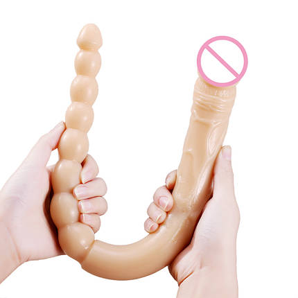 Подвійний фаллоімітатор Double Elastic розмір XL двосторонній фалос вагінальний анальний, фото 1