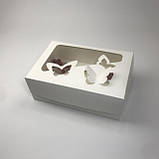 Коробка для капкейків (6 шт), 250*170*90 мм, з вікном "Метелик", біла, фото 4