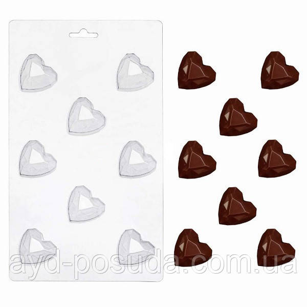 Пластикова форма для шоколаду "Рубінові сердечка" арт. ВК02062046