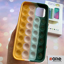 Чохол для iPhone 12 Pop it антистрес силіконовий чохол поп іт на телефон айфон 12 зелений оранжевий OBX, фото 3