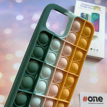 Чохол для iPhone 12 Pop it антистрес силіконовий чохол поп іт на телефон айфон 12 зелений оранжевий OBX, фото 4