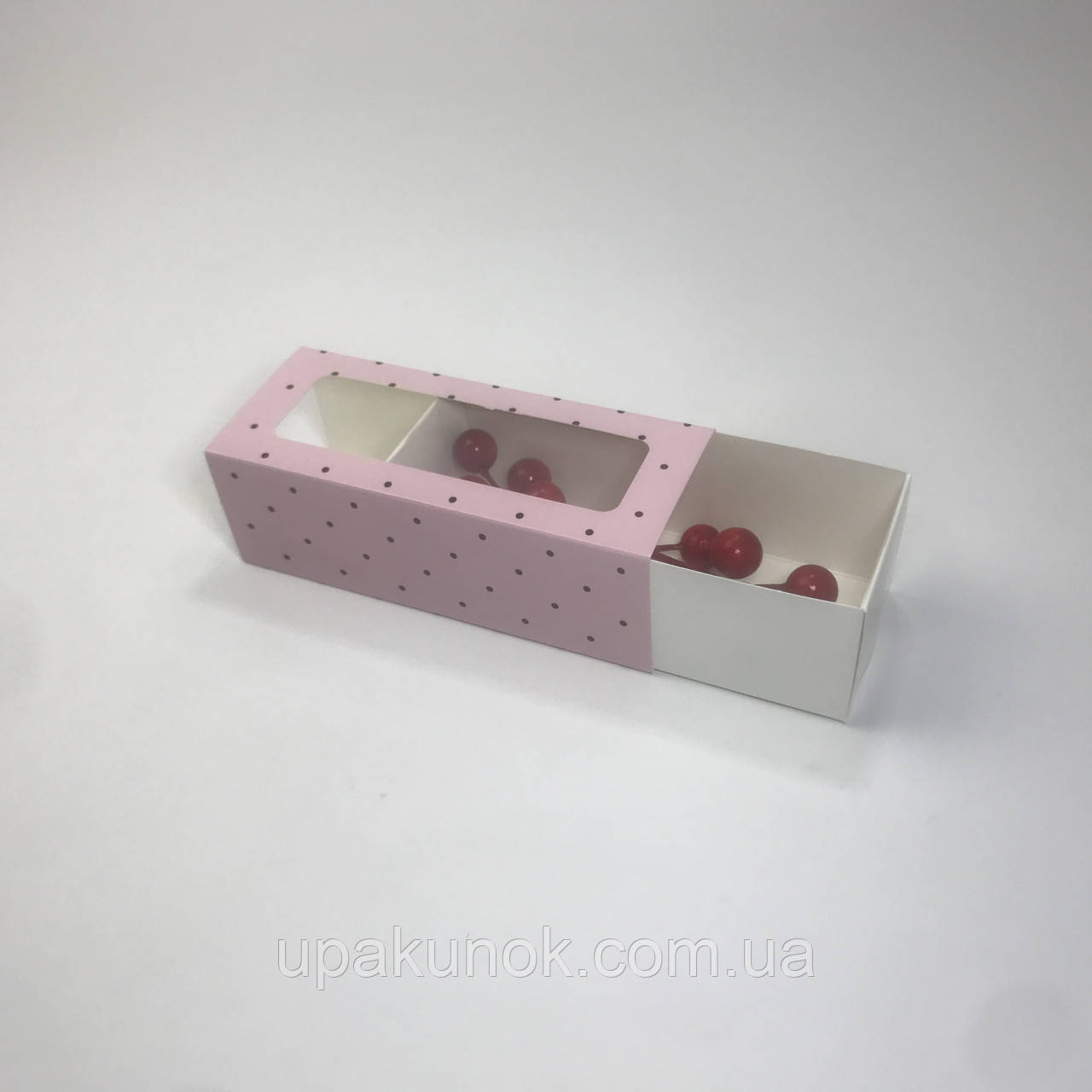 Коробка для макаронс, 140*55*45 мм, з вікном, "Стиль"