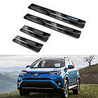 Захисні накладки на пороги "Hybrid" для Toyota RAV-4 2013-2016, 2016-2018 /чорн.нерж.сталь/