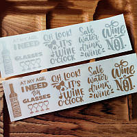 Наліпки з плівкою для перенесення зображення, 5 штук різного дизайну. Сет #16. Золото або срібло на вибір