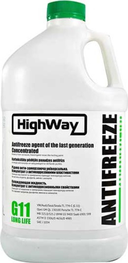 Антифриз HIGHWAY LONG LIFE G11 концентрат зелений 3,78л