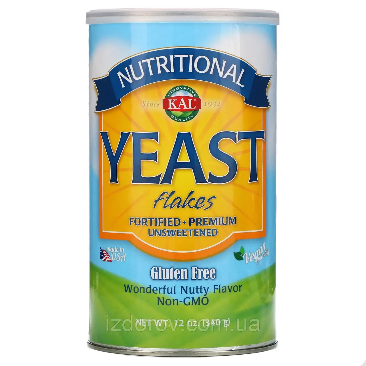 KAL, Харчові дріжджі в пластівцях, несолодкі, Yeast Flakes, 340 г