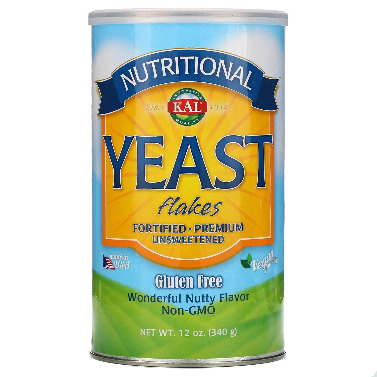 KAL, Пищевые дрожжи в хлопьях, несладкие, Yeast Flakes, 340 г - фото 1 - id-p1429901852