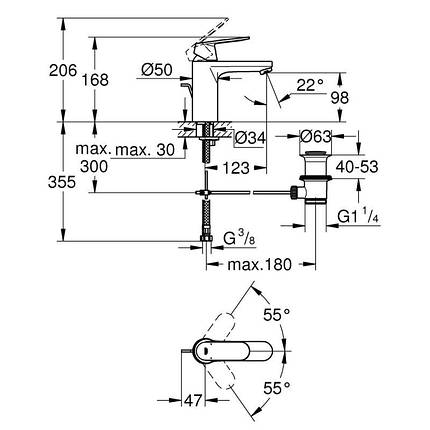 Змішувач для умивальника Grohe Eurosmart Cosmopolitan 23325000, фото 2