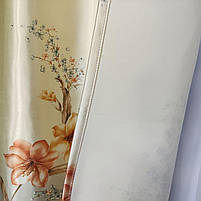 Штори бірюзові атласні ALBO з ліліями 150×270 см, комплект 2 шт. (SH-M650-4), фото 3