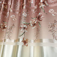 Штори коричневі атласні ALBO з ліліями 150×270 см, комплект 2 шт. (SH-M650-3), фото 2