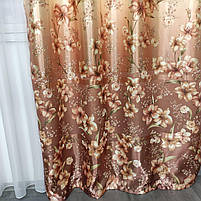 Штори коричневі атласні ALBO з ліліями 150×270 см, комплект 2 шт. (SH-M650-3), фото 4