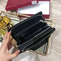 Мужской черный кожаный клатч кошелек Salvatore Ferragamo Феррагам бумажник на две молнии в подарочной упаковке