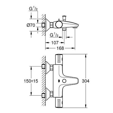 Змішувач для ванни термостатичний Grohe Grohtherm 800 34567000, фото 2