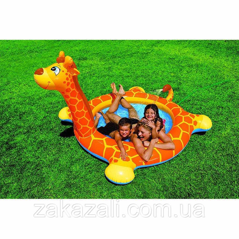 Дитячий надувний басейн Intex 57434 Жираф Giraffe Spray Pool з фонтанчиком (208х165х122 см, від 2-х років, 238 л, вініл)