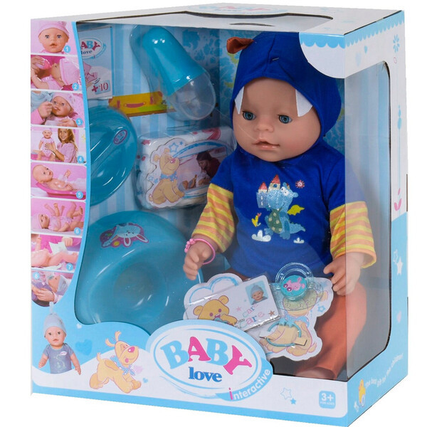 Пупс хлопчик функціональний Baby Love 42 см інтерактивний для дівчинки з горщиком і аксесуарами (9588)