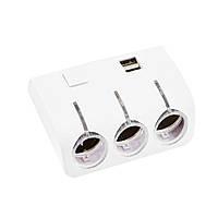 АЗП розгалужувач WEIFENG, 12V-3 * 12V + 2 * USB, White, Blister