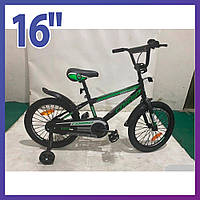 Велосипед детский двухколесный Corso ST-16312 16" рост 100-120 см возраст 4 до 7 лет черно-зеленый