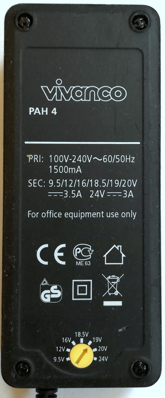 Регульований блок живлення для ноутбука Vivanco PAH4 PRI: 1500mAh SEC: 3-3.5 A 9.5-24V Б/В. Під сервіс