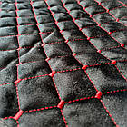 Накидки для сидений Алькантара комплект Черные - красная нить, фото 7