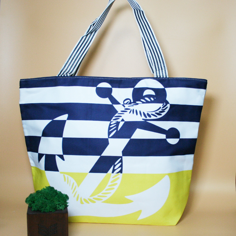 Сумка пляжна жіноча тканинна літня з морським принтом Якір еко сумка для покупок шоппер тканинний жовтий