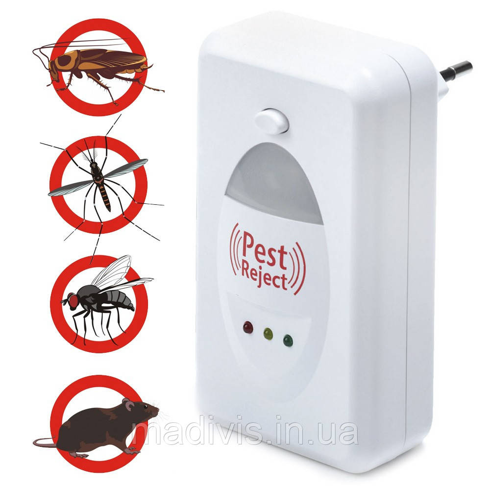 Ультразвуковий електромагнітний відлякувач комах і гризунів Pest Reject, фото 1