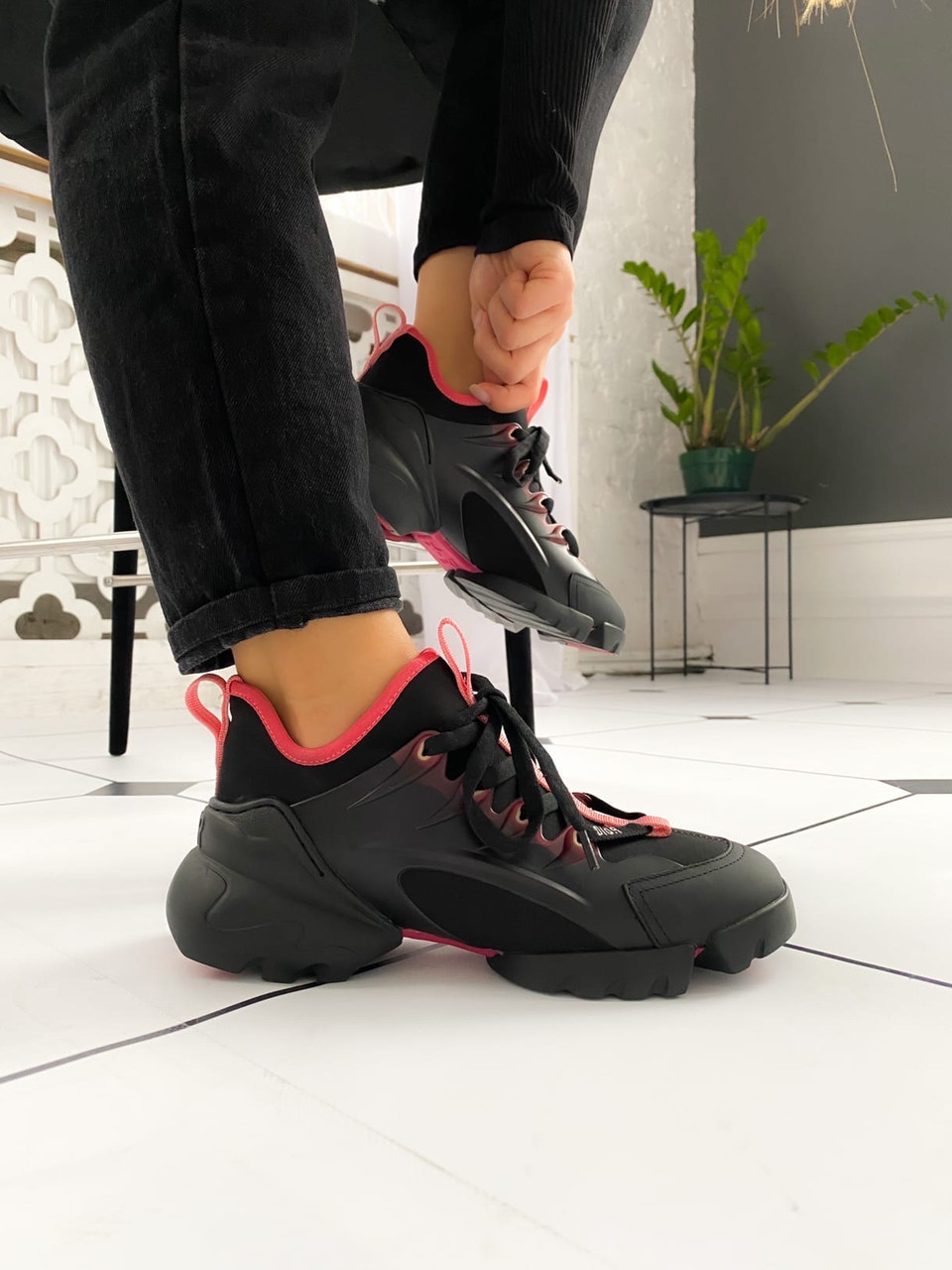 Кросівки Dior d connect "black pink"