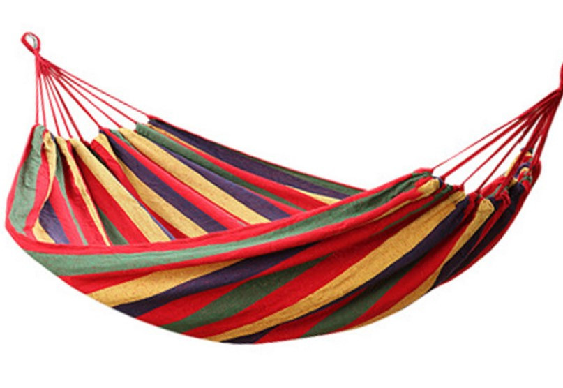 Гамак лежак мексиканський тканинний підвісний 190 * 80см туристичний в повний зріст Макрос 1 колір червоний