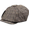 Восьмикутний капелюх чоловічий ретро-клітинний Хуліганка Коричневий, фото 7