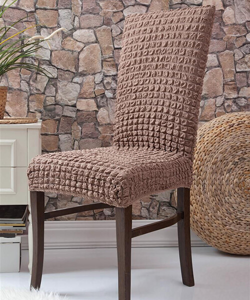 Чохли для меблів MILANO стільці жатка без оборки 6 шт кавові, фото 1