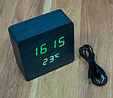 Настільний електронний годинник з термометром VST-872-чорний, світлодіодні годинник та термометр на батарейках