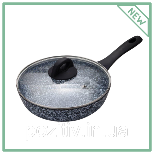 Сковорода з мармуровим покриттям з кришкою 24 см GF-051-24 24×6.5 см/3л