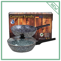 Сковорода гранітна 28 см 4,5 л з кришкою German Famili GM 051-28