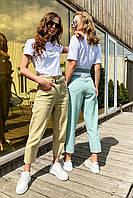 Укорочені джинси із завищеною талією S8221 (40-48р) у кольорах 4708 оливка (40-46), фото 4