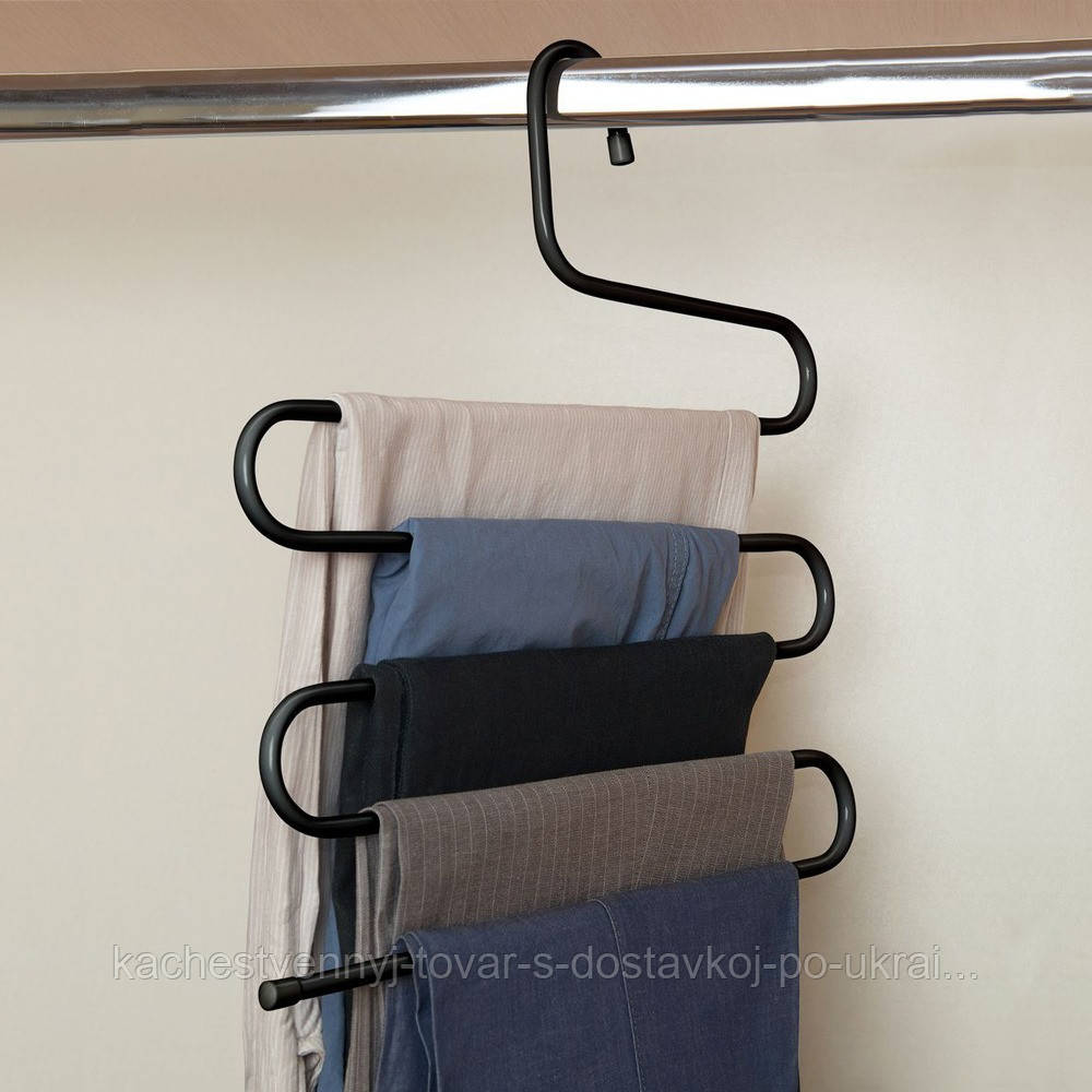 Железная многоуровневая вешалка для одежды, черная, вешалка для одежды, брюк | вішак для одягу металевий (KT) - фото 1 - id-p1329592685