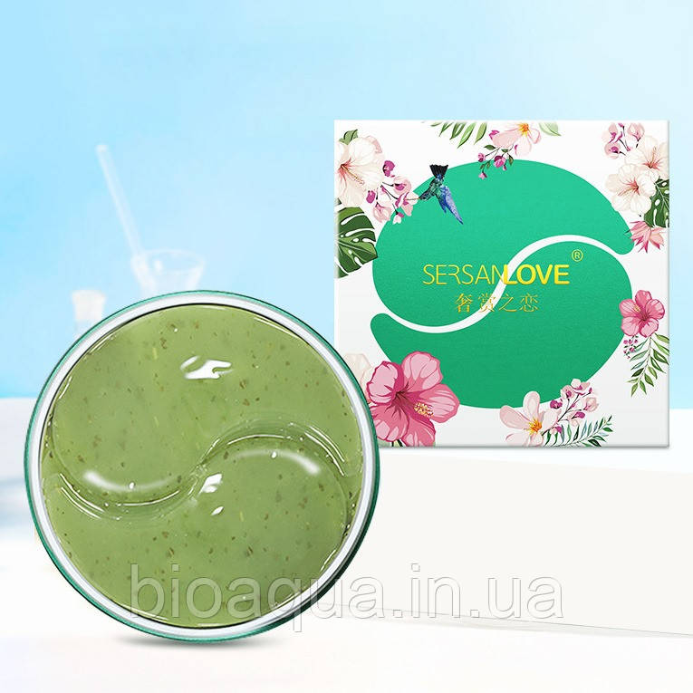 Гідрогелеві патчі для очей Sersanlove Green Tea Eye Gel Patch з пелюстками зеленого чаю 60 штук