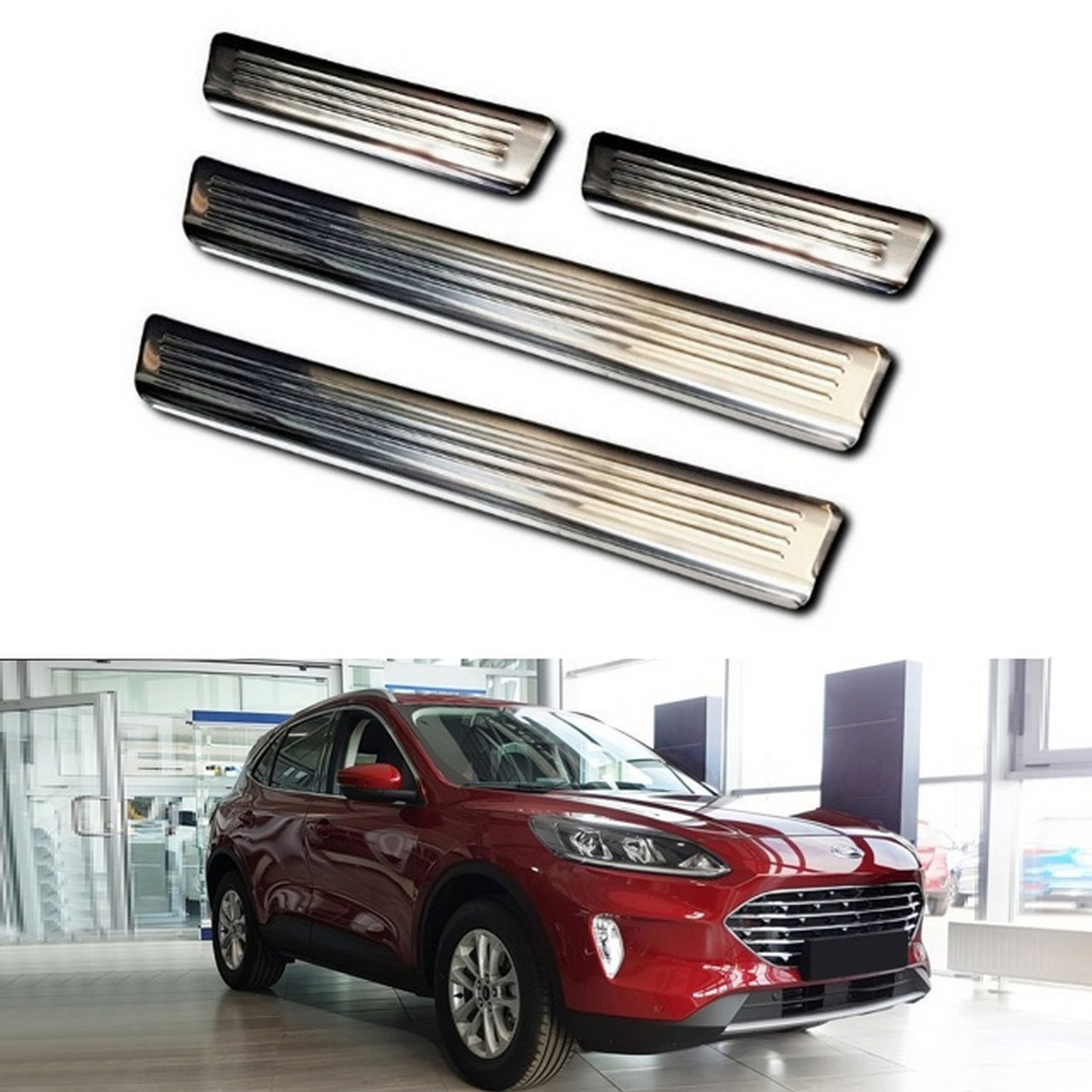 Накладки на отвори порогів для Ford Kuga Mk3 2020+ /нерж.сталь/