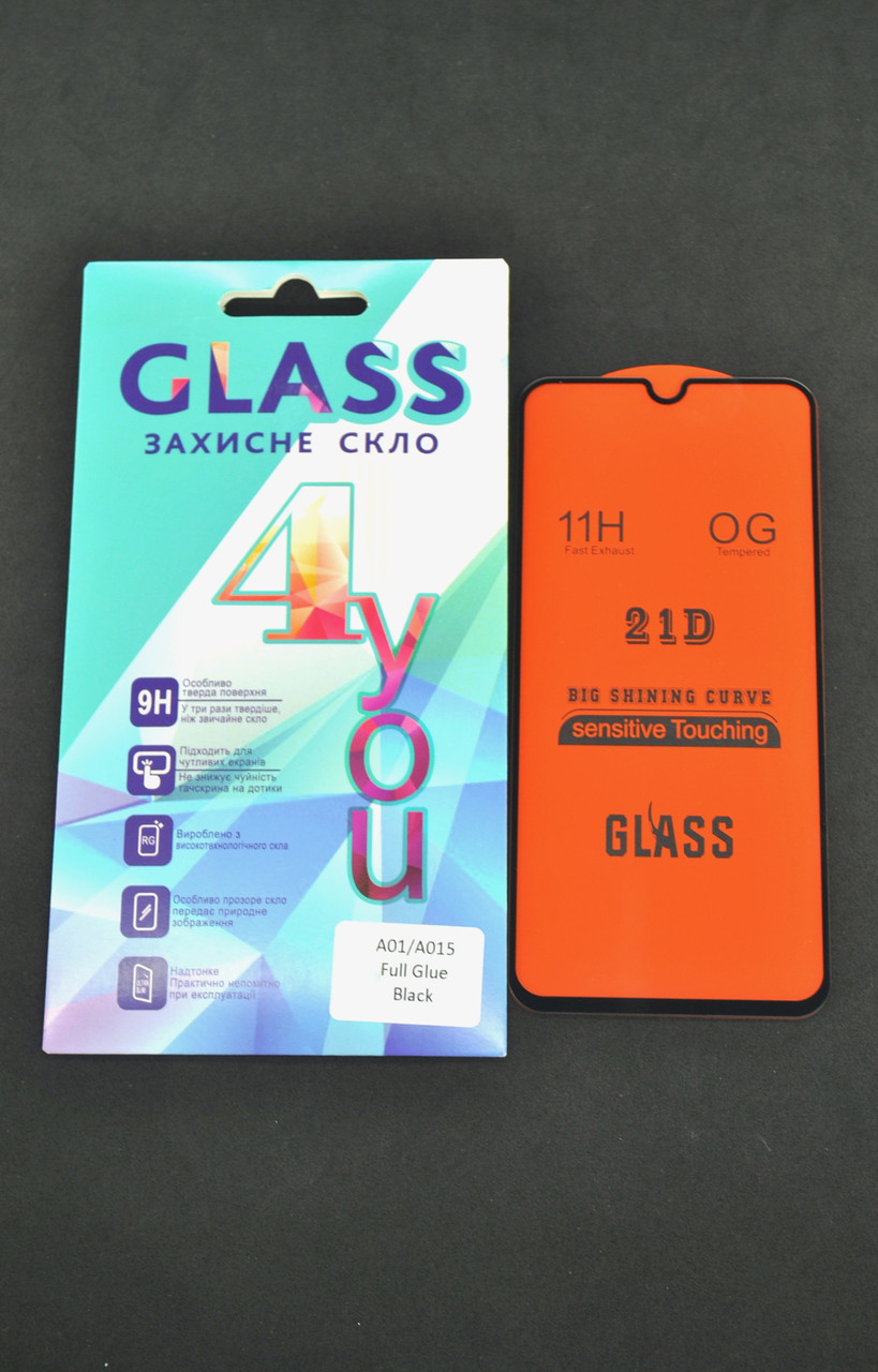 Захисне скло Samsung A01 / A015 Full Glue 2.5D (0.3mm) Black 4you