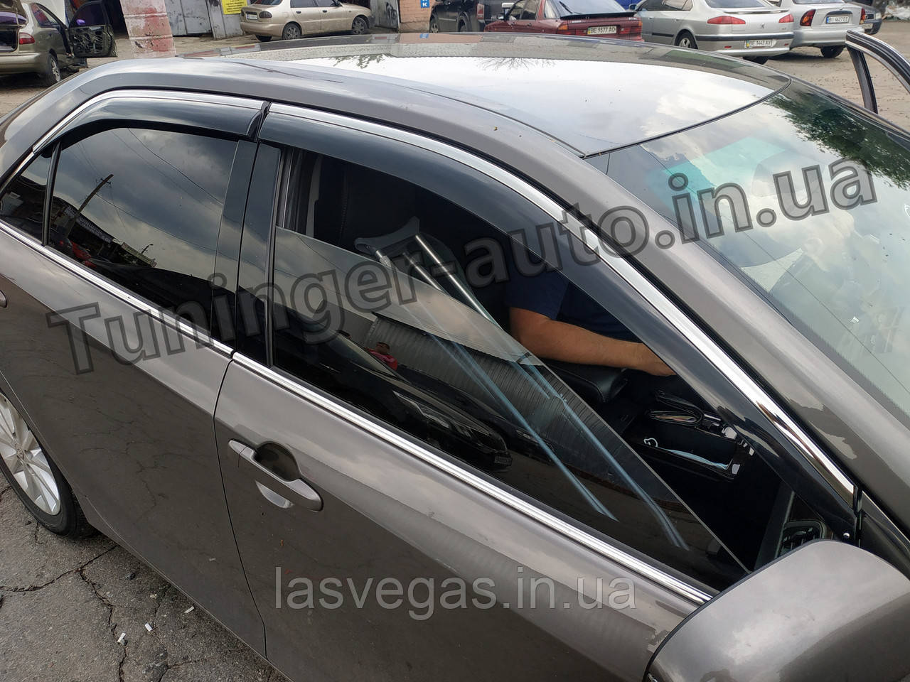 Вітровики з хромом, дефлектори вікон Toyota Camry v50 2011-2016 (неіржавка сталь), фото 1